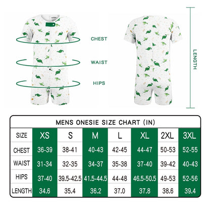 Landofgenie Mens Short Sleeve Onesie Piece Pajama - Ancient Dinosaurs - landofgenie