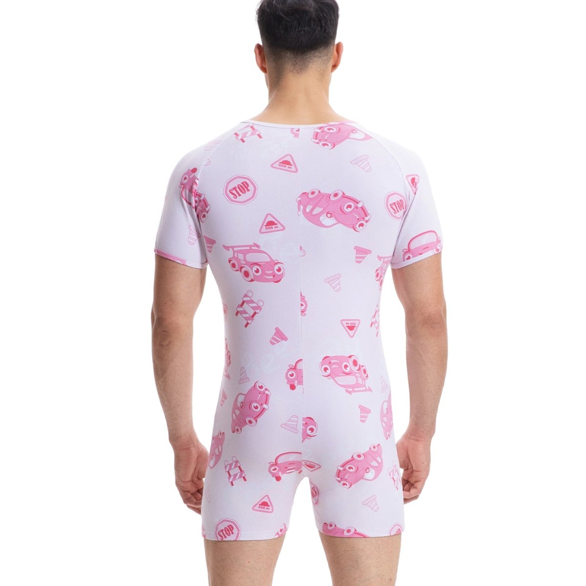 Landofgenie Mens Short Sleeve Onesie Piece Pajama - Car - landofgenie