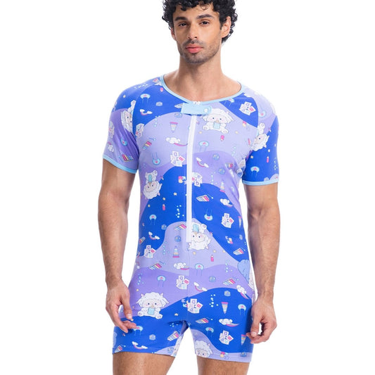 Landofgenie Mens Short Sleeve Onesie Piece Pajama - Lamb - landofgenie