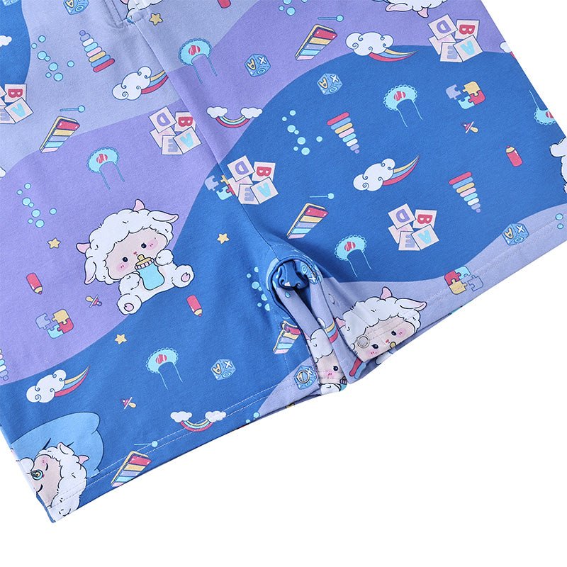 Landofgenie Mens Short Sleeve Onesie Piece Pajama - Lamb - landofgenie