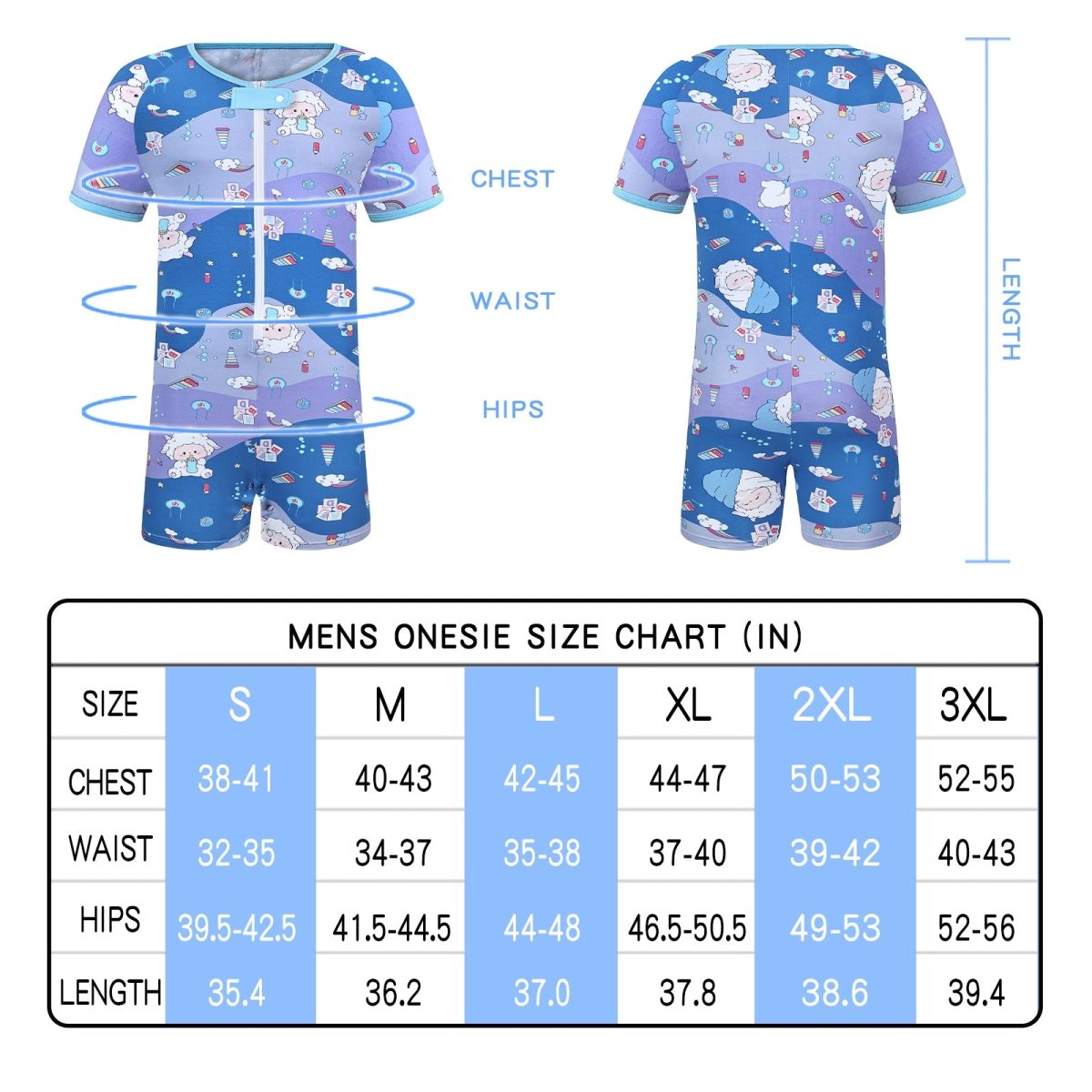 Landofgenie Mens Short Sleeve Onesie Piece Pajama - Lamb - landofgenie