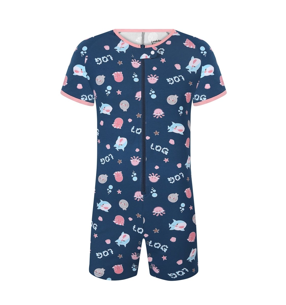 Landofgenie Mens Short Sleeve Onesie Piece Pajama - Ocean Party - landofgenie