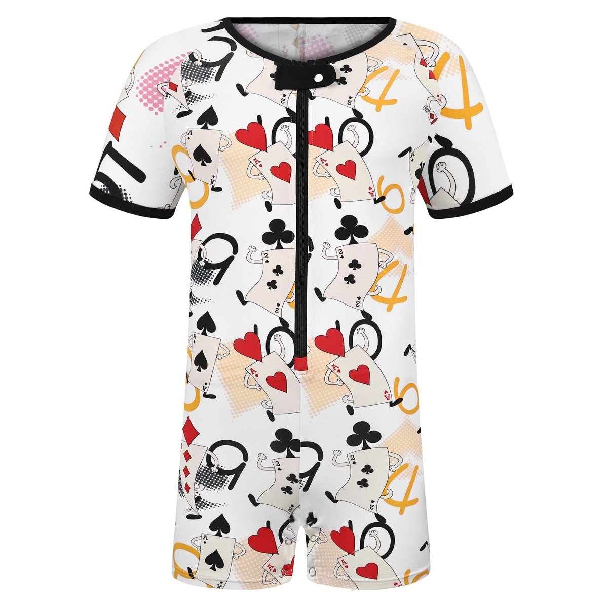 Landofgenie Mens Short Sleeve Onesie Piece Pajama - Poker - landofgenie