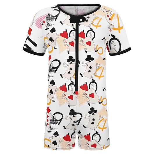 Landofgenie Mens Short Sleeve Onesie Piece Pajama - Poker - landofgenie