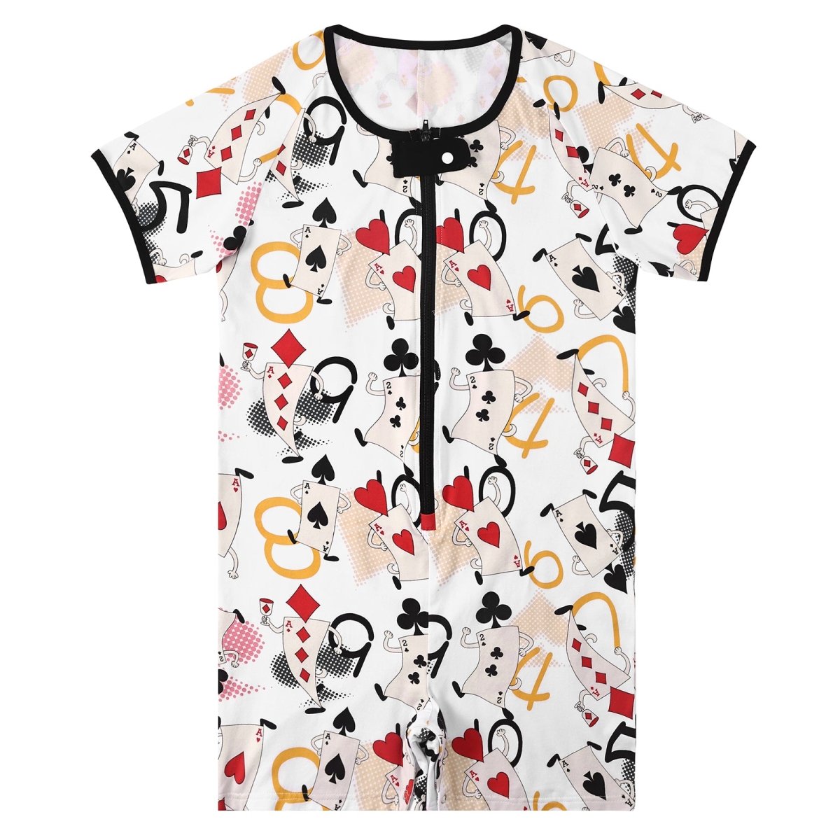 Landofgenie Mens Short Sleeve Onesie Piece Pajama - Poker - landofgenie