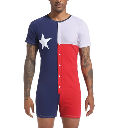 Landofgenie Mens Short Sleeve Onesie Piece Pajama - Texas - landofgenie