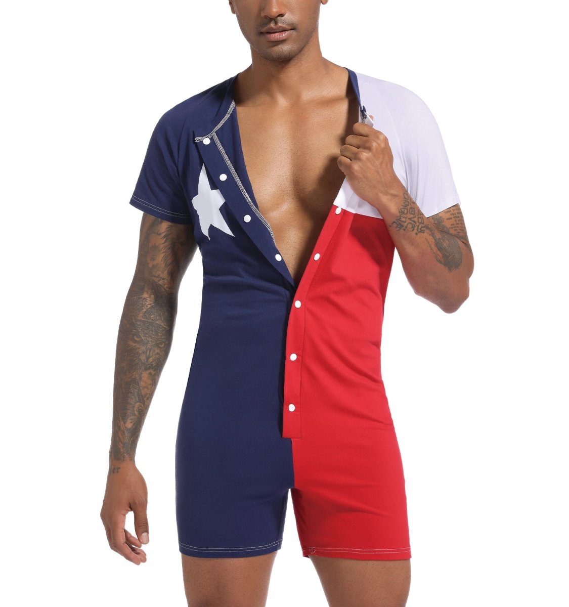 Landofgenie Mens Short Sleeve Onesie Piece Pajama - Texas - landofgenie