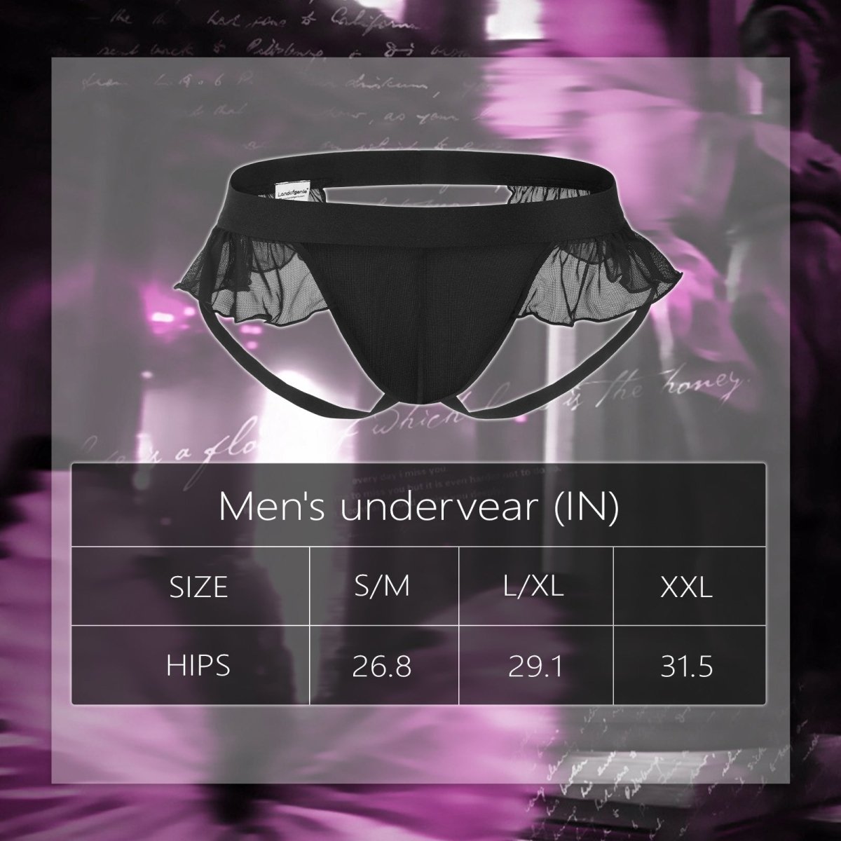 Landofgenie Men's Sissy Gay Lace underwear - Black - landofgenie