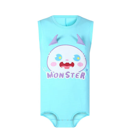 Landofgenie Mens Sleeveless Bodysuit One Piece Pajamas - Monster - landofgenie