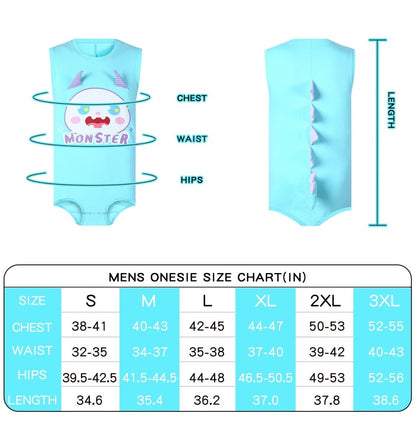 Landofgenie Mens Sleeveless Bodysuit One Piece Pajamas - Monster - landofgenie
