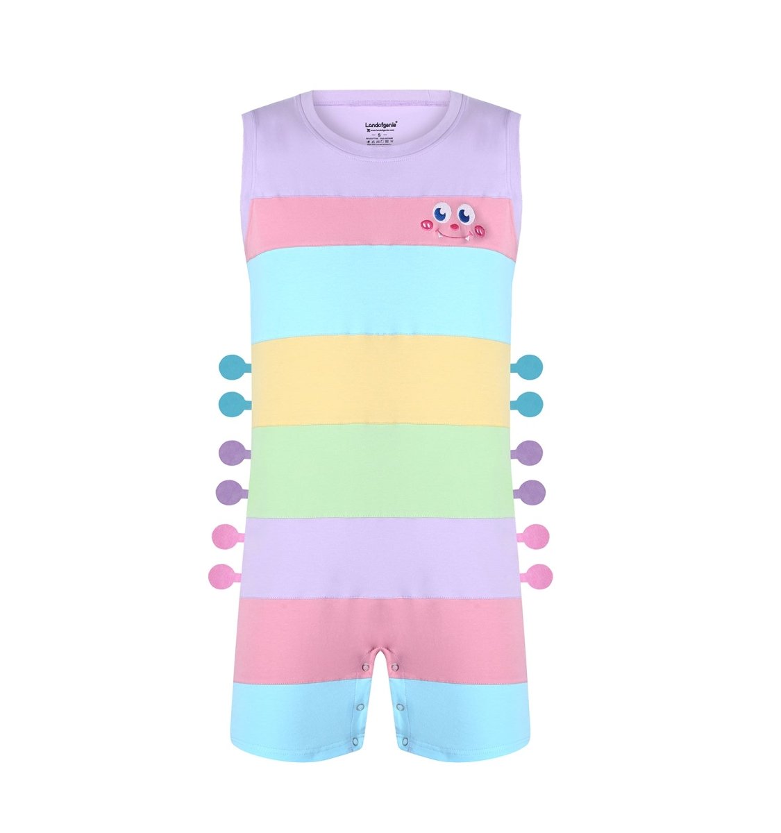 Landofgenie Mens Sleeveless Bodysuit One Piece Pajamas - Stripe - landofgenie
