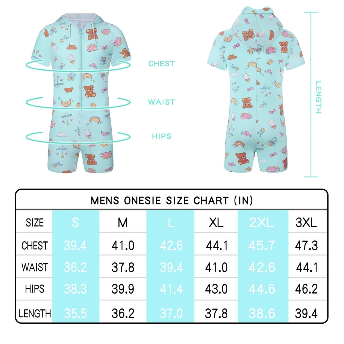Landofgenie Mens Solid Hooded Onesie - Little Space - landofgenie