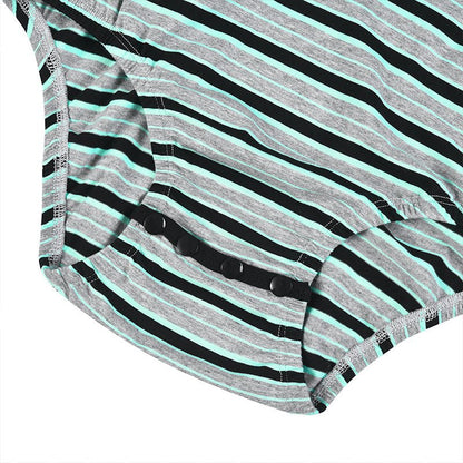 Landofgenie Mens Striped Onesie Short Sleeve Bodysuit Gray - Stripe Maker - landofgenie
