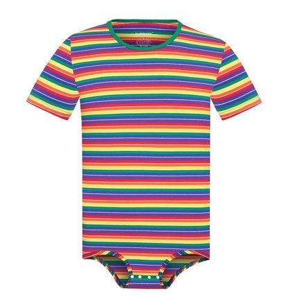 Landofgenie Mens Striped Onesie Short Sleeve Bodysuit Rainbow stripe - Stripe Maker - landofgenie