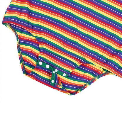 Landofgenie Mens Striped Onesie Short Sleeve Bodysuit Rainbow stripe - Stripe Maker - landofgenie