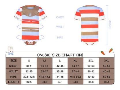 Landofgenie Mens Striped Onesie with bibs - Dancing Kitty - landofgenie