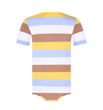 Landofgenie Mens Striped Onesie with bibs - Swimming Bear - landofgenie