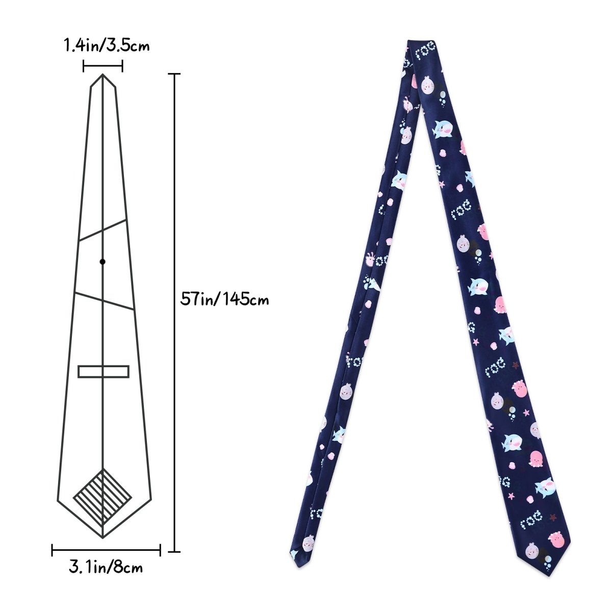 Landofgenie Printed Tie - Ocean animals - landofgenie