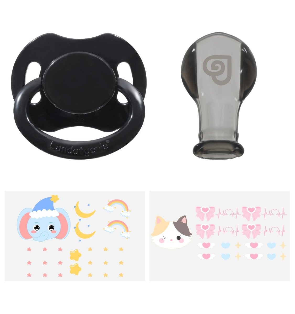 Landofgenie Replacement Pacifier Nipple and Cartoon Stickers Set - landofgenie