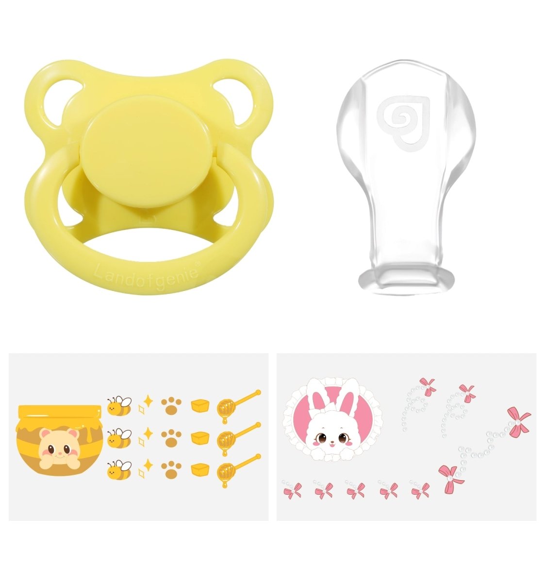 Landofgenie Replacement Pacifier Nipple and Cartoon Stickers Set - landofgenie