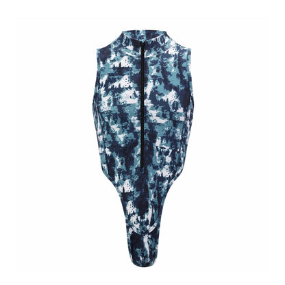 Landofgenie Take Down Singlet Jock with Zipper - Camo Blue - landofgenie
