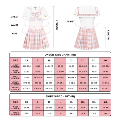 Landofgenie ABDL Cotton Bodysuit Plaid Skirt Set -Orange Cosplay Magical Onesie Skirt Set - landofgenie