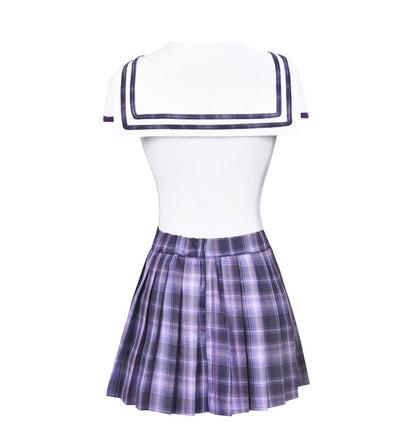 Landofgenie ABDL Cotton Bodysuit Plaid Skirt Set -Purple Cosplay Magical Onesie Skirt Set - landofgenie