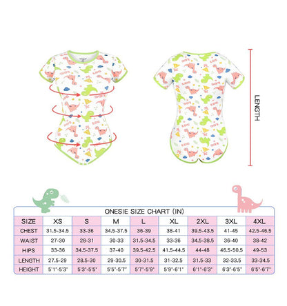 Landofgenie ABDL Onesie Womens Cotton Bodysuit - Dinosaur Print - landofgenie