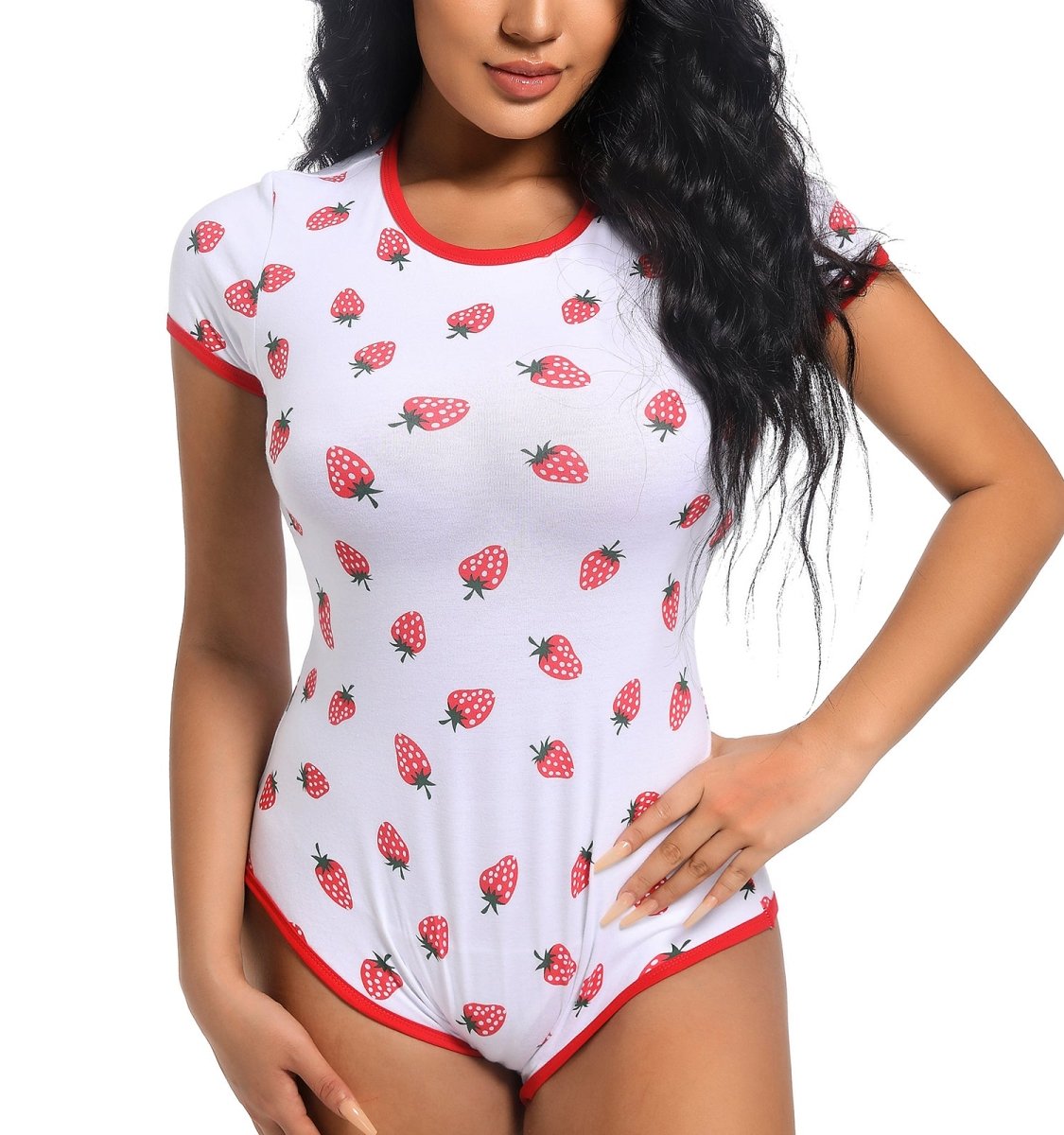 Landofgenie ABDL Onesie Womens Cotton Bodysuit - Strawberry Print - landofgenie