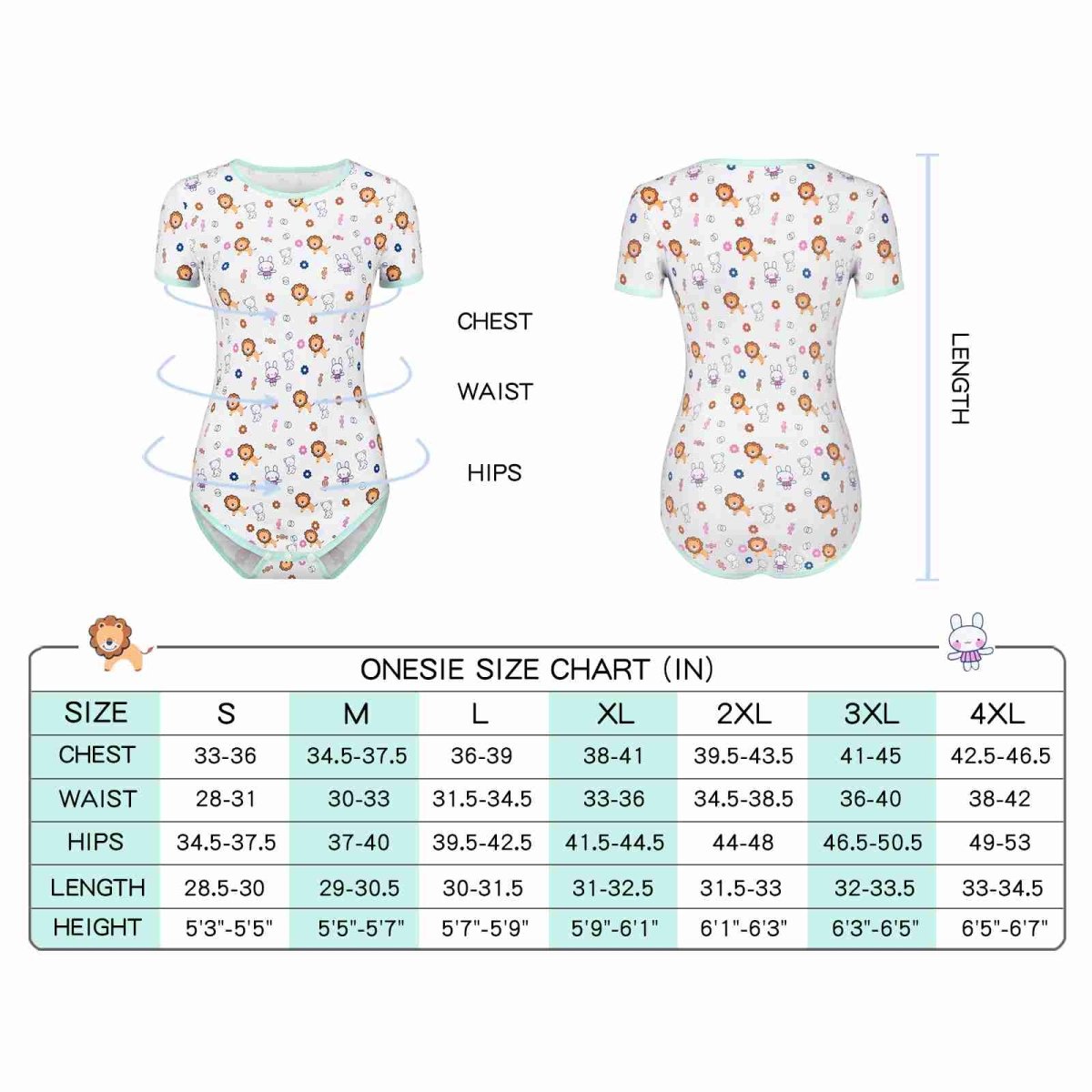 Landofgenie ABDL Womens Cotton Bodysuit - Lion Print - landofgenie