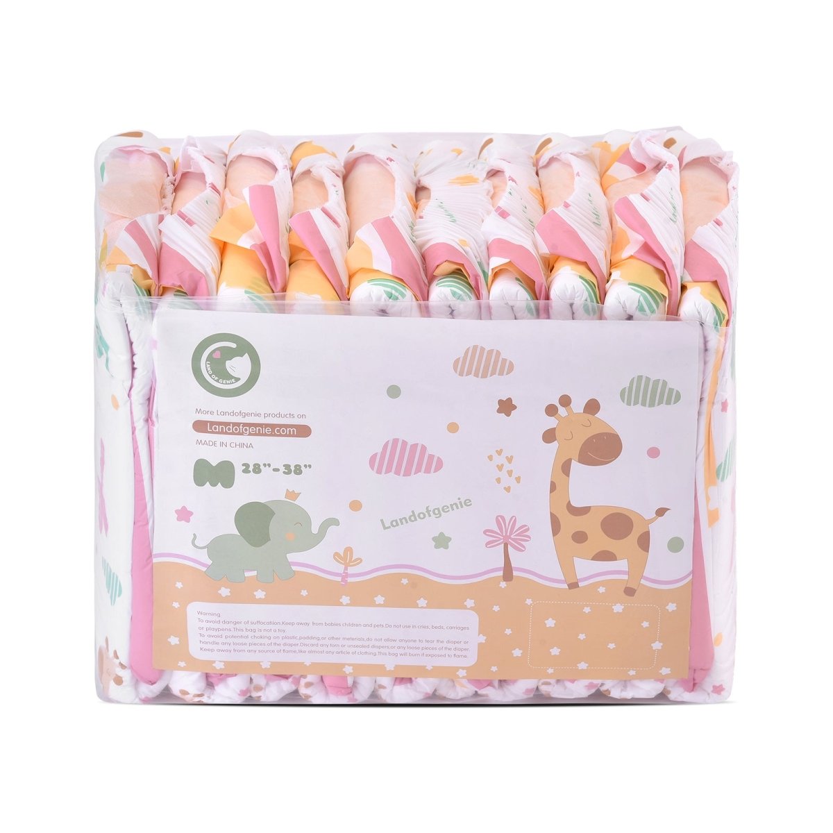 Landofgenie Adult ABDL Diapers Overnight Adult Diapers With 10 Pieces - Anime Giraffe and Elephant - landofgenie