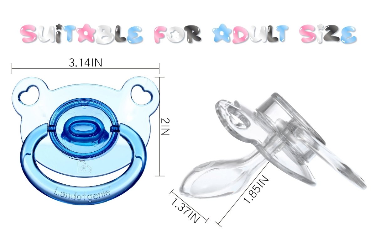 Landofgenie Adult Sized Gloss Pacifier - Pink & Blue Bear Paci - landofgenie