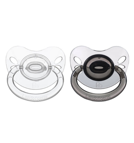 Landofgenie Adult Sized Gloss Pacifier - White & Black Butterfly Paci - landofgenie