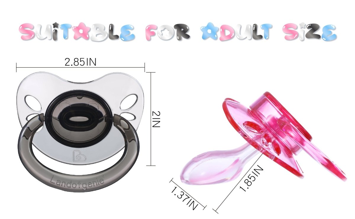 Landofgenie Adult Sized Gloss Pacifier - White & Black Butterfly Paci - landofgenie