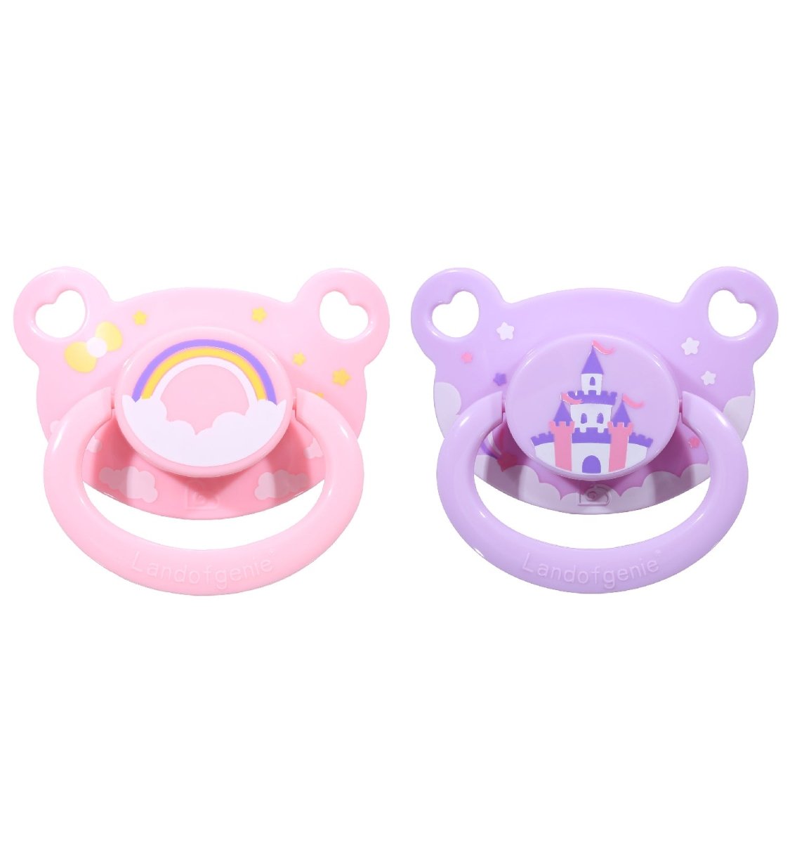 Landofgenie Adult Sized Print Pacifier - Pink & Purple Bear Paci - landofgenie