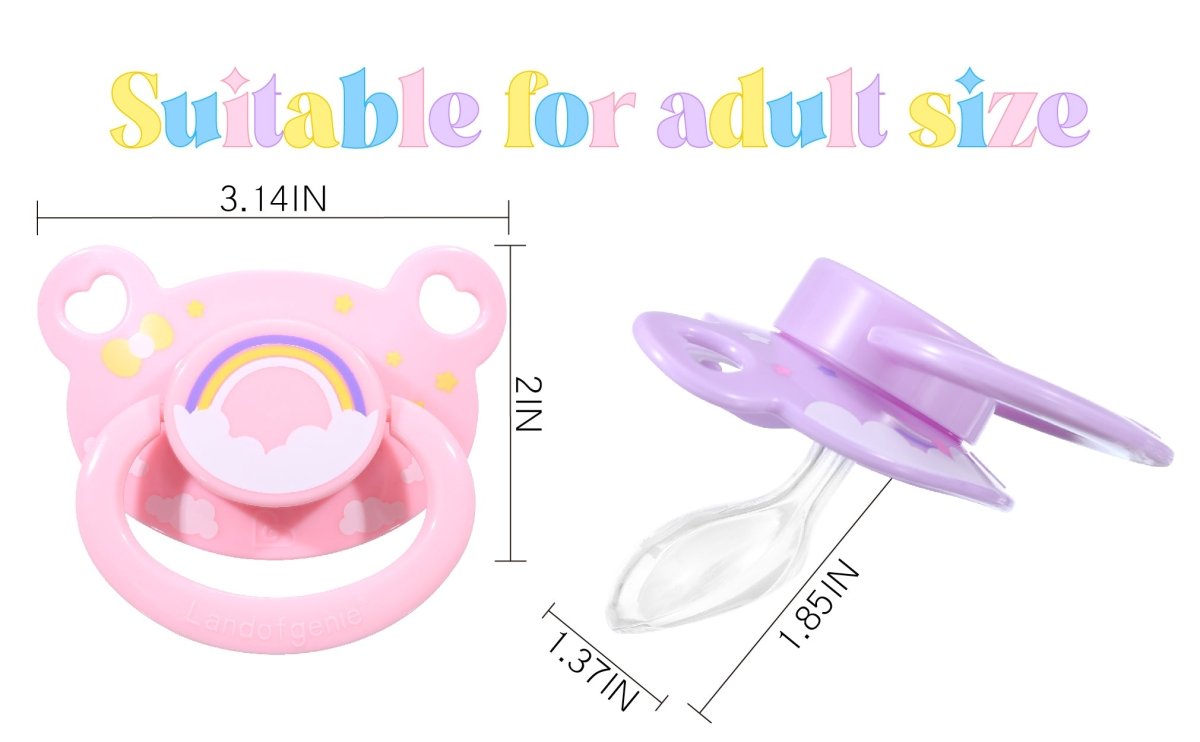 Landofgenie Adult Sized Print Pacifier - Pink & Purple Bear Paci - landofgenie