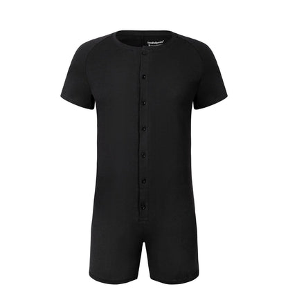 Landofgenie Basic Cotton Men One Piece Pajama - Black - landofgenie