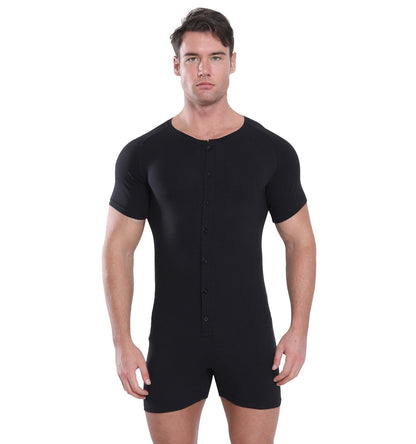 Landofgenie Basic Cotton Men One Piece Pajama - Black - landofgenie