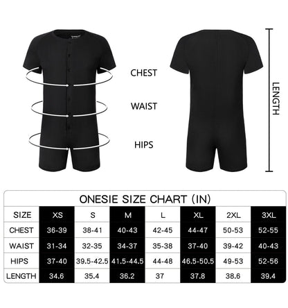 Landofgenie Basic Cotton Men One Piece Pajama - Black - landofgenie