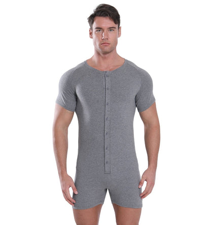 Landofgenie Basic Cotton Men One Piece Pajama - Gray - landofgenie