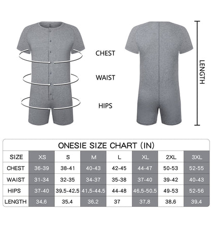 Landofgenie Basic Cotton Men One Piece Pajama - Gray - landofgenie