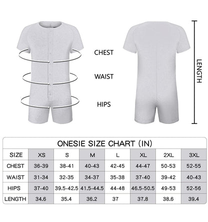 Landofgenie Basic Cotton Men One Piece Pajama - Light Gray - landofgenie