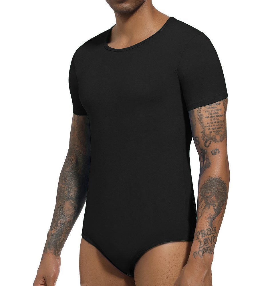 Landofgenie Basic Men Cotton Black Bodysuit - landofgenie