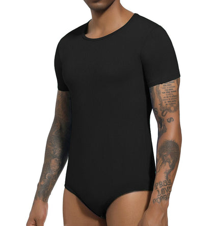 Landofgenie Basic Men Cotton Black Bodysuit - landofgenie