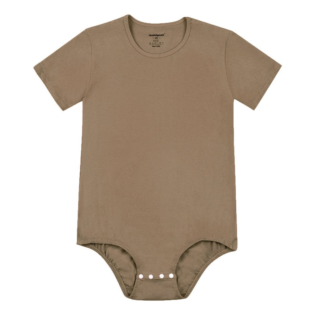 Landofgenie Basic Men Cotton Brown Bodysuit - landofgenie