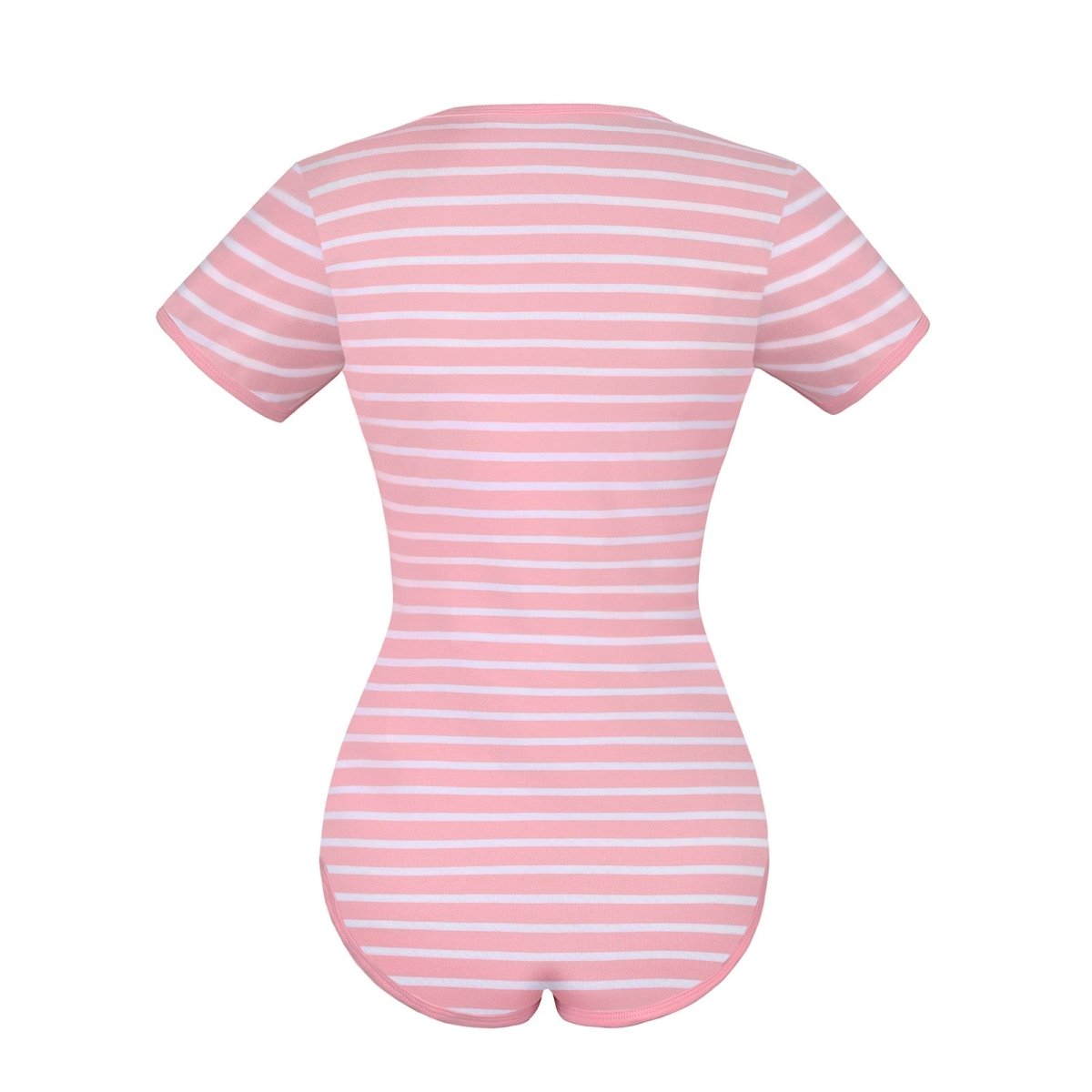 Landofgenie Cotton Women Onesie -Pink & White Stripe Girl - landofgenie