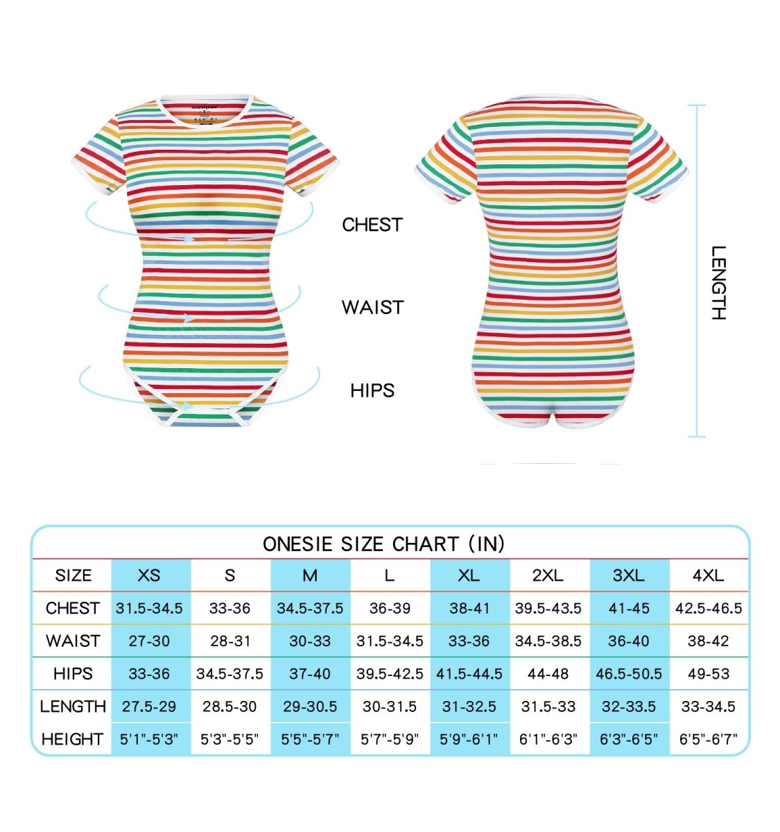Landofgenie Cotton Women Onesie - Rainbow Stripe Girl - landofgenie