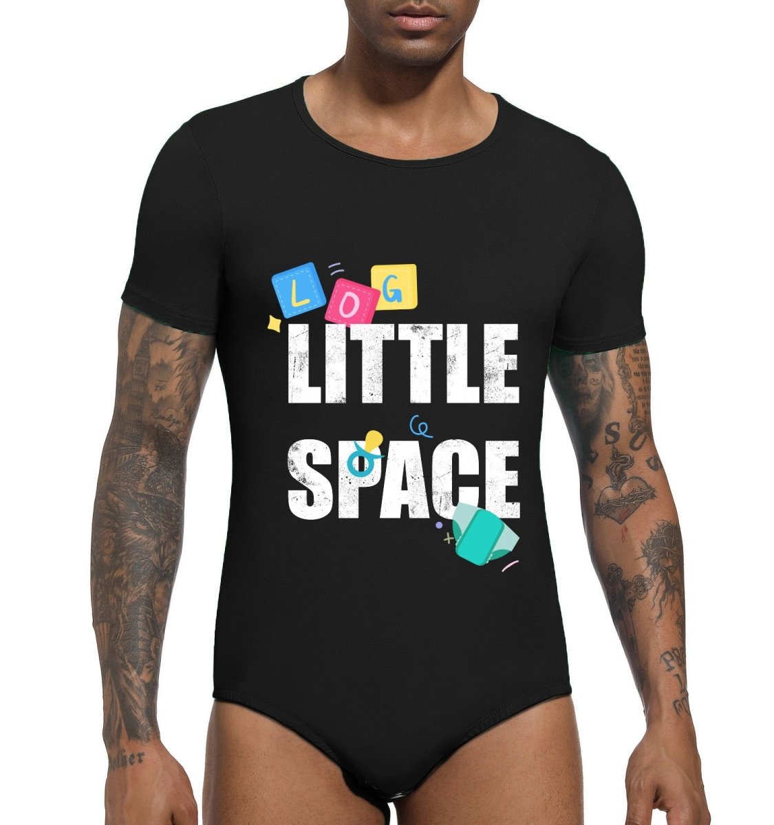 Landofgenie Mens Print Onesie -Black Littlespace - landofgenie