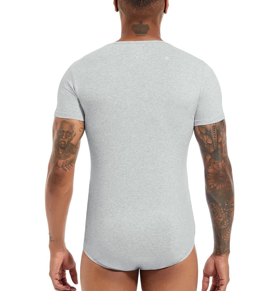 Landofgenie Mens Short Sleeve Bodysuit Basic Onesie Gray - Monster - landofgenie