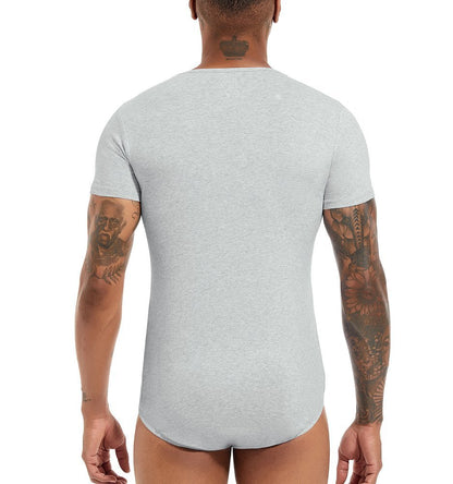 Landofgenie Mens Short Sleeve Bodysuit Basic Onesie Gray - Monster - landofgenie